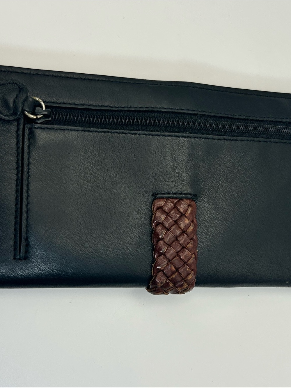 Brighton Two-tone Leather Braided Wallet Black Brown Silver Plated Heart Vintage - Picture 13 of 13